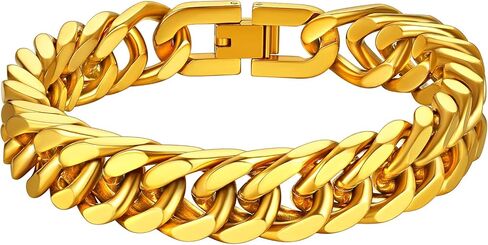 Richsteel Stainless Steel/Gold/Black Plated Link Chain Bracelet for Men 8/12/17mm Width, 7.4/8.2/9 Inch Length Classic Jewelry(Gift Wrapped) in Saudi Arabia