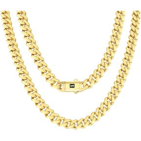 Nuragold 10k Real Yellow Gold Royal Monaco 9mm Miami Cuban Link Necklace (16"-30") Italian Jewelry for Men & Women