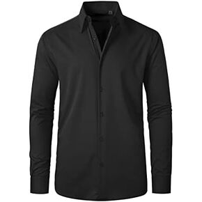 FAHIZO Men's Dress Shirt Long Sleeve Stretch Regular Fit Button Up Shirts in Saudi Arabia