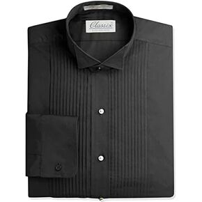 OmegaTux Mens Formal Wing Collar Tuxedo Shirt, 1/4" Pleat in Saudi Arabia