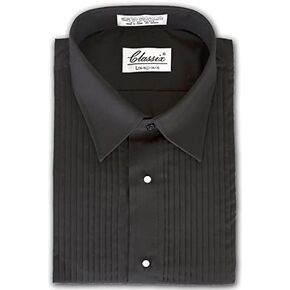 OmegaTux Mens Formal Laydown Spread Collar Tuxedo Shirt, 1/4" Pleat in Saudi Arabia