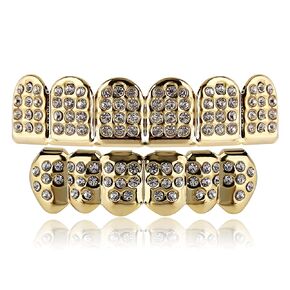 TOPGRILLZ 18K Plated Gold Grills Teeth Grillz for Men Women Iced Out Hip Hop Poker Diamond Top & Bottom Face Grills for Teeth Rapper Costume Cosplay in Saudi Arabia