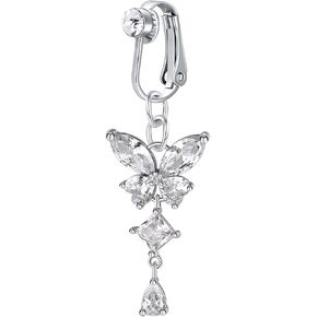 QWALIT Fake Belly Ring Fake Belly Piercing Fake Belly Button Ring Fake Belly Button Piercing Clip on Belly Button Rings Butterfly Heart Silver Gold in Saudi Arabia