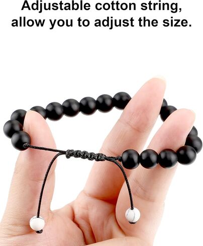 BBTO Howlite Bracelet Black Matte Agate Bracelet Couples Bracelet Distance Bracelet Energy Beads Bracelet for Valentine's Day Present in Kuwait