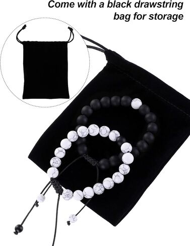 BBTO Howlite Bracelet Black Matte Agate Bracelet Couples Bracelet Distance Bracelet Energy Beads Bracelet for Valentine's Day Present in Kuwait