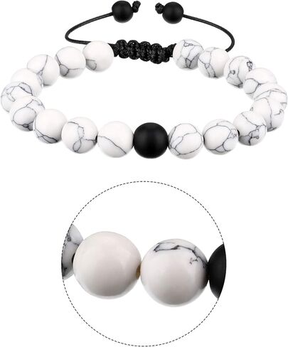BBTO Howlite Bracelet Black Matte Agate Bracelet Couples Bracelet Distance Bracelet Energy Beads Bracelet for Valentine's Day Present in Kuwait