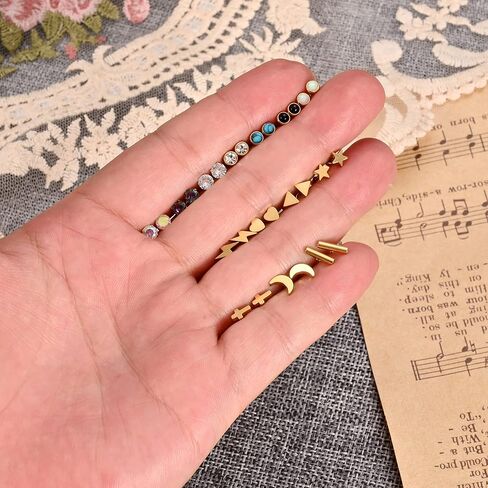 PLOMFOV 20G أقراط من الفولاذ المقاوم للصدأ للنساء والرجال تشيكوسلوفاكيا قلب نجمة القمر أقراط مسطحة الظهر أقراط الغضروف أقراط اللولب الزنمة Daith أقراط ثقب المجوهرات in Kuwait