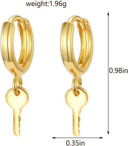 Gold Huggie Small Hoop Earrings with Charm Personalized Snake/Evil Eye/Star/Cross/Lock/Key 18k Gold Plated Crystal Drop Dangle Earrings for Women in Kuwait