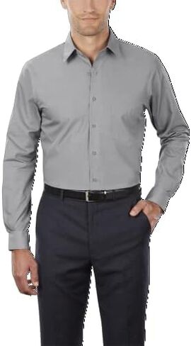 Van Heusen Men's Tall Fit Dress Shirts Poplin in Kuwait