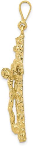 Solid 10k Yellow Gold Cross Crucifix Charm Pendant - 47mm x 24mm in Saudi Arabia