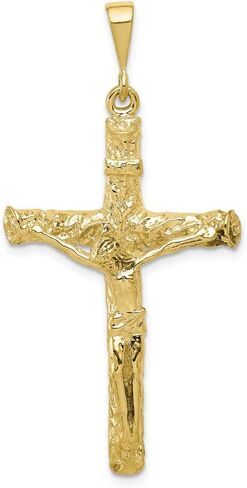 Solid 10k Yellow Gold Cross Crucifix Charm Pendant - 47mm x 24mm in Saudi Arabia