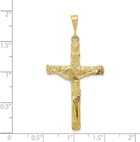 Solid 10k Yellow Gold Cross Crucifix Charm Pendant - 47mm x 24mm in Saudi Arabia
