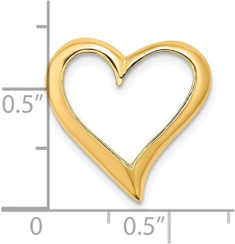 Solid 14k Yellow Gold 2-D Large Floating Heart Slide Pendant Charm - 19mm x 18mm in Saudi Arabia