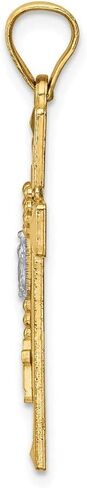 Solid 14k Yellow Gold Two Toned Cross Rosary Pendant Charm in Saudi Arabia