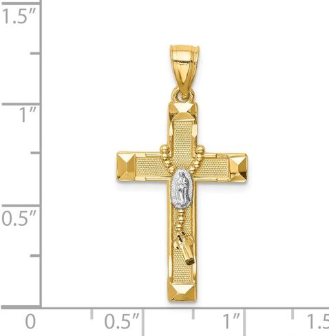 Solid 14k Yellow Gold Two Toned Cross Rosary Pendant Charm in Saudi Arabia
