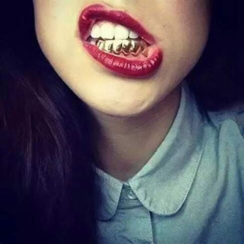 24K Plated Gold Grillz for Men and Women - Mouth Top & Bottom Hip Hop Teeth Grills Set with 2 Extra Molding Bars, Gold Grills for Teeth Rapper Costume Cosplay in Kuwait