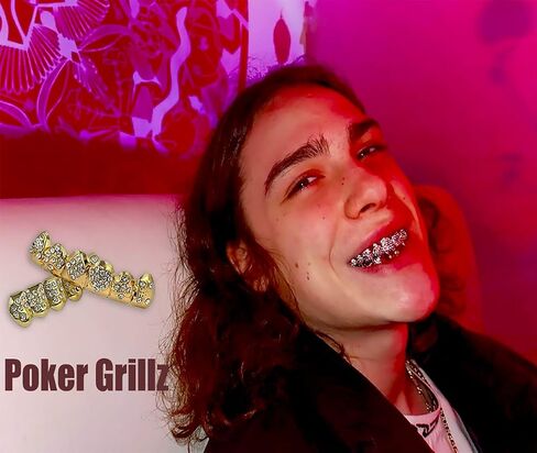 TOPGRILLZ 18K مطلية بالذهب شوايات الأسنان للرجال والنساء مثلج خارج الهيب هوب بوكر الماس العلوي والسفلي مشاوي الوجه للأسنان مغني الراب زي تأثيري in Kuwait