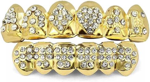 TOPGRILLZ 18K مطلية بالذهب شوايات الأسنان للرجال والنساء مثلج خارج الهيب هوب بوكر الماس العلوي والسفلي مشاوي الوجه للأسنان مغني الراب زي تأثيري in Kuwait