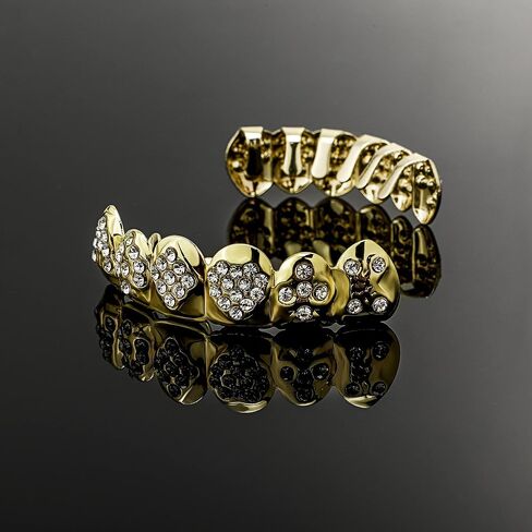TOPGRILLZ 18K مطلية بالذهب شوايات الأسنان للرجال والنساء مثلج خارج الهيب هوب بوكر الماس العلوي والسفلي مشاوي الوجه للأسنان مغني الراب زي تأثيري in Kuwait