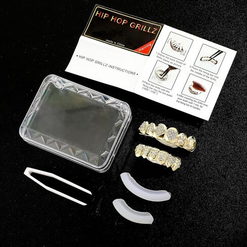 TOPGRILLZ 18K مطلية بالذهب شوايات الأسنان للرجال والنساء مثلج خارج الهيب هوب بوكر الماس العلوي والسفلي مشاوي الوجه للأسنان مغني الراب زي تأثيري in Kuwait