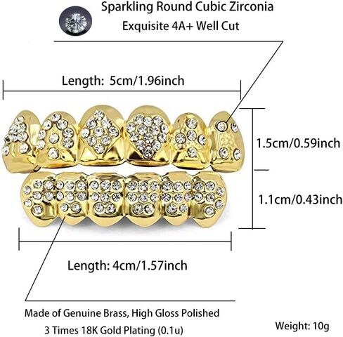 TOPGRILLZ 18K مطلية بالذهب شوايات الأسنان للرجال والنساء مثلج خارج الهيب هوب بوكر الماس العلوي والسفلي مشاوي الوجه للأسنان مغني الراب زي تأثيري in Kuwait