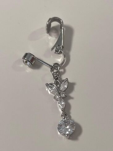 QWALIT Fake Belly Ring Fake Belly Piercing Fake Belly Button Ring Fake Belly Button Piercing Clip on Belly Button Rings Butterfly Heart Silver Gold in Kuwait