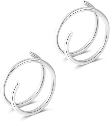 Fzroezz 1-15PCS Double Hoop Nose Ring for Single Piercing 18G 20G 22G Spiral Nose Rings Hoops 18 20 22 Gauge Surgical Steel Twist Nose Piercing Jewelry Nostril for Women Girls Men Hypoallergenic Pack Easy Bendable 6mm 8mm 10mm in Kuwait