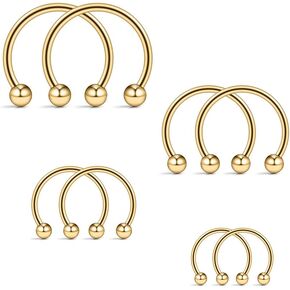 Ruifan 8-12PCS 16G Surgical Steel CBR Nose Septum Horseshoe Earring Eyebrow Tongue Lip Nipple Helix Tragus Piercing Ring 6-16mm in Saudi Arabia