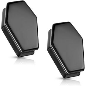 Natural Obsidian Stone Black Coffin Shaped Double Flared Plug Gauges, Sold as a Pair (22mm (7/8")) in Kuwait
