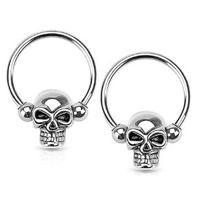 Forbidden Body Jewelry Surgical Steel Skull Captive Bead Ring Hoops, Skull Septum Ring, Nipple Ring, CBR 14G-16G (Sold As A Set) in Saudi Arabia