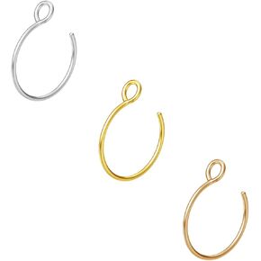 NZDLM Fake Nose Ring Hoop Nose Rings Set Nose Piercing Lip Nose Rings Jewelry for Women Men Girl