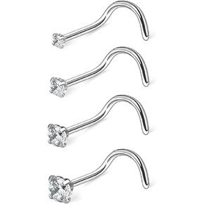 Ruifan 18G 1.5mm 2mm 2.5mm 3mm 3.5mm 4mm Round Diamond CZ Nose Screw Studs Rings Piercing Jewelry 4-12PCS in Saudi Arabia