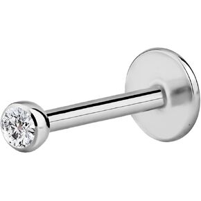 Forbidden Body Jewelry Surgical Steel Earrings Internally Threaded Micro CZ Gem Top Tragus/Helix/Labret Stud with 2mm Top 18G (4mm-10mm) in Saudi Arabia