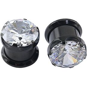 ZS Gorgeous Cubic Zirconia Tunnels Plugs 316L Stainless Steel Screw Tunnels Ear Expander Stretcher Piercing Ear Gauges Black Tunnel Gauges in Saudi Arabia