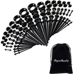 50 Pieces Ear Stretching Kit 14G-00G by JieyueJewelry - Acrylic Tapers and Plugs + Silicone Tunnels - Ear Gauges Expander Set Body Piercing Jewelry in Saudi Arabia