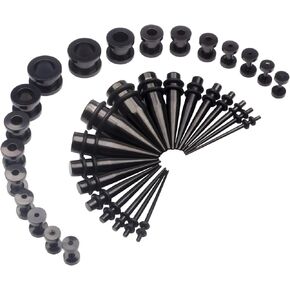 CABBE KALLO 36 pcs 14G-00G Ear Stretching Kit Stainless Steel Tapers Screw Fit Tunnels Set Piercing Body Jewelry in Kuwait