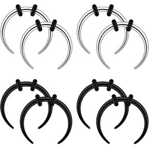 Qmcandy 8pcs 10G 12G 14G 16G 18G Stainless Steel Black Silver Pinchers Septum Piercing Horseshoes Nose Rings Buffalo Taper with Black O-Rings in Saudi Arabia