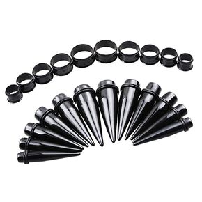 TOPBRIGHT 24PCS UV Acrylic Tapers and Surgical Steel Plugs Ear Gauges Kit Eyelets Stretching Set 00G-20mm in Kuwait