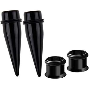 Bngukju Pairs 7/16" 11MM Black Tapers + 316L Steel Tunnels Ear Stretching Kit gauges Gauging in Saudi Arabia