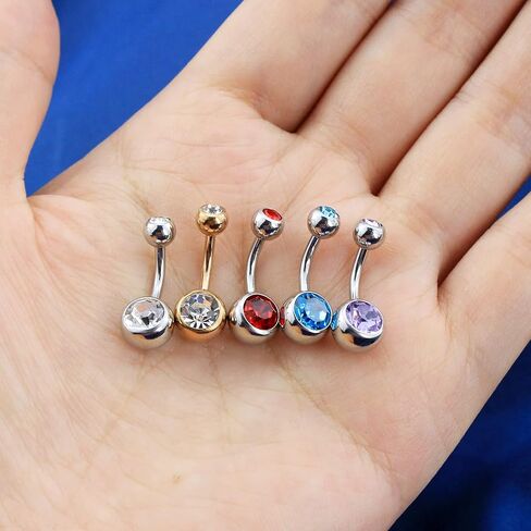 OUFER Belly Button Rings Pack 14G Surgical Steel Shiny CZ Belly Rings Jewelry Crystal Balls Navel Piercing Jewelry in Saudi Arabia