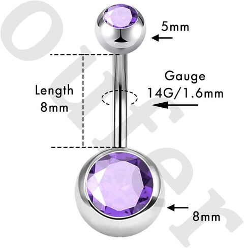 OUFER Belly Button Rings Pack 14G Surgical Steel Shiny CZ Belly Rings Jewelry Crystal Balls Navel Piercing Jewelry in Saudi Arabia