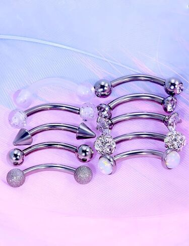 Jenxnjsjo Rook Piercing Jewelry حلقات الحواجب أقراط Rook الحاجب ثقب المجوهرات العمودي Labret الشفاه مجوهرات منحني الحديد الحاجب ثقب الحاجب الدائري Rook الحاجب مجوهرات منحني الحديد 16 جرام in Kuwait