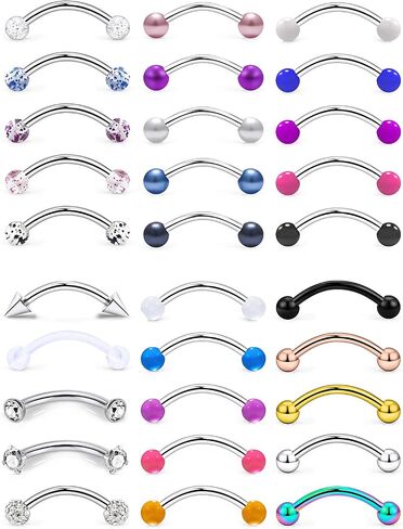 Jenxnjsjo Rook Piercing Jewelry حلقات الحواجب أقراط Rook الحاجب ثقب المجوهرات العمودي Labret الشفاه مجوهرات منحني الحديد الحاجب ثقب الحاجب الدائري Rook الحاجب مجوهرات منحني الحديد 16 جرام in Kuwait