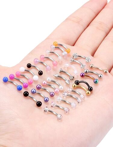Jenxnjsjo Rook Piercing Jewelry حلقات الحواجب أقراط Rook الحاجب ثقب المجوهرات العمودي Labret الشفاه مجوهرات منحني الحديد الحاجب ثقب الحاجب الدائري Rook الحاجب مجوهرات منحني الحديد 16 جرام in Kuwait