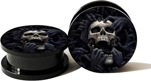 SERYNOW Skull Ear Gauges Plugs and Tunnels Ear Stretcher Expander 6mm-25mm 316L Stainless Steel Screw Ear Plug Piercing Jewelry in Kuwait