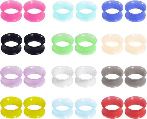 TOPBRIGHT 12 Pairs Ultra Thin Soft Silicone Ear Gauges 24 PCS Earring Plugs in Kuwait