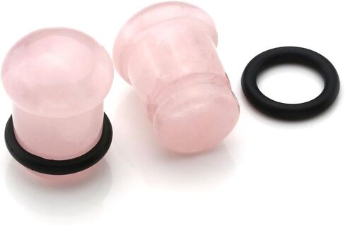 Jovivi Set of 4 Pairs Single Flare Natural Semi-Precious Stone Mushroom Saddle Plugs with O-Ring Stretcher Expander Gauges Kit 2G-5/8 in Saudi Arabia