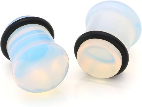 Jovivi Set of 4 Pairs Single Flare Natural Semi-Precious Stone Mushroom Saddle Plugs with O-Ring Stretcher Expander Gauges Kit 2G-5/8 in Saudi Arabia