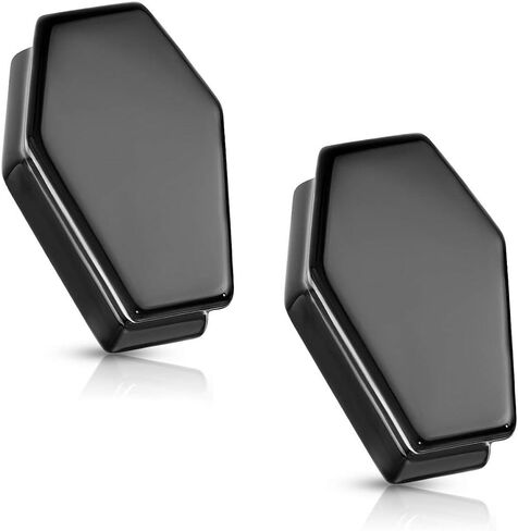 Natural Obsidian Stone Black Coffin Shaped Double Flared Plug Gauges, Sold as a Pair (22mm (7/8")) in Kuwait