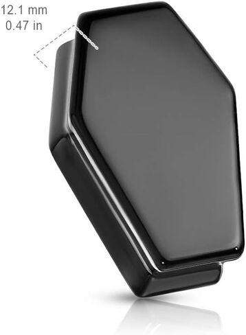 Natural Obsidian Stone Black Coffin Shaped Double Flared Plug Gauges, Sold as a Pair (22mm (7/8")) in Kuwait